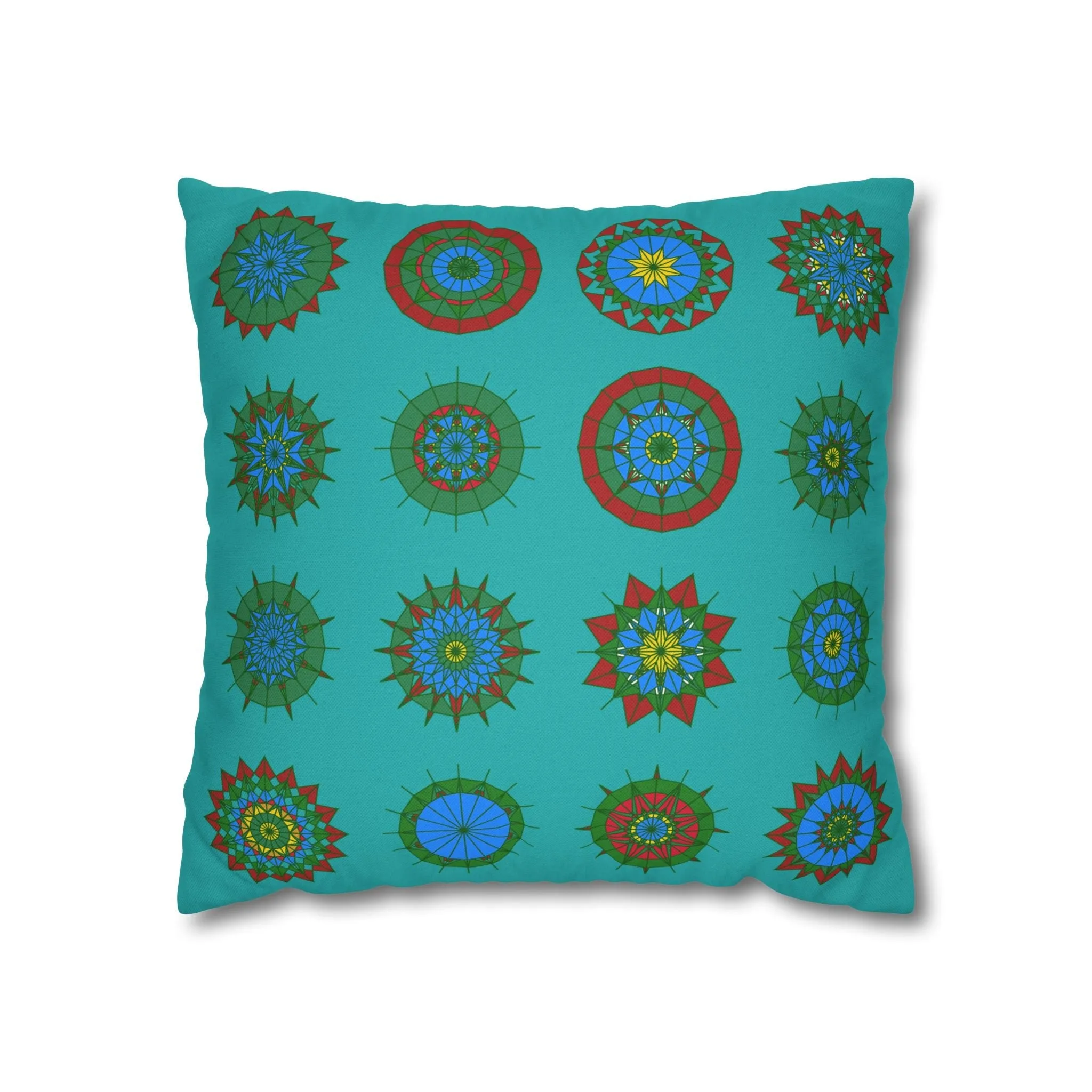 Handmade Mandala Design Pillowcase - Original Fine Art - Light Sea Green