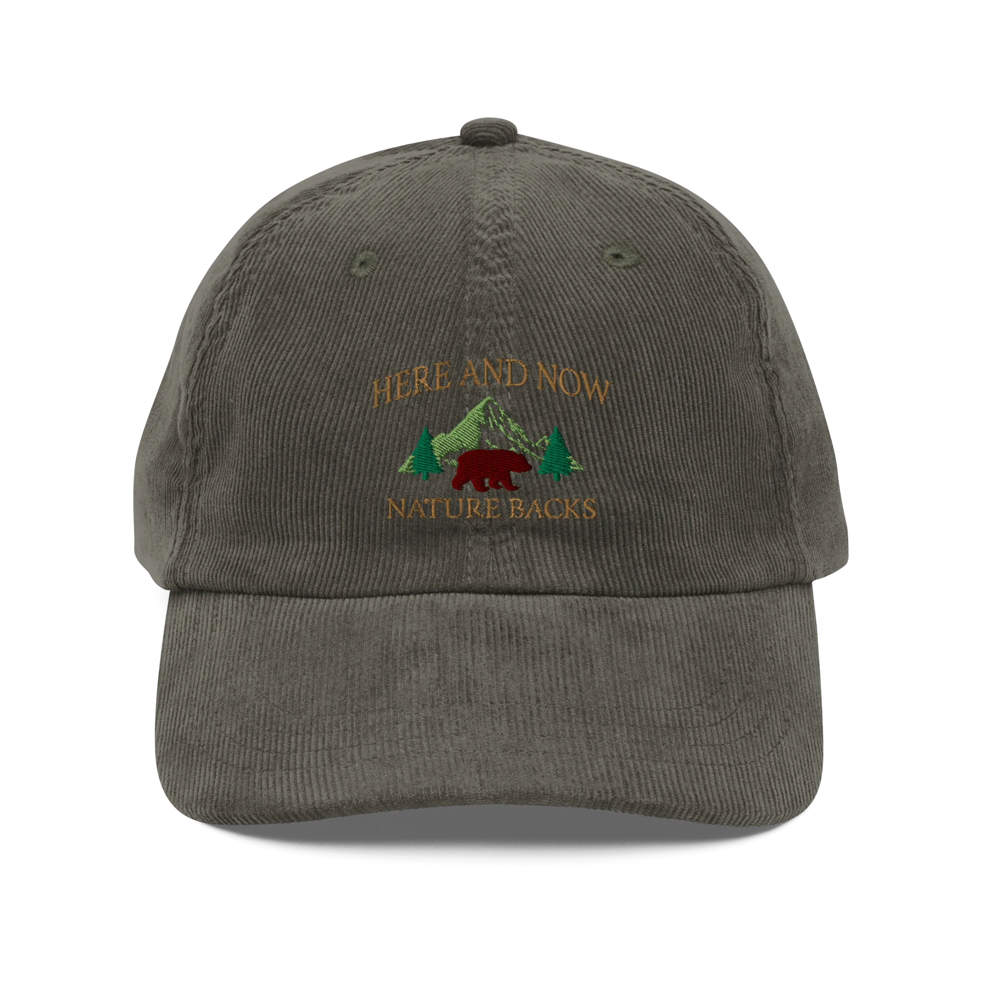 Here and Now Embroidered Corduroy Cap