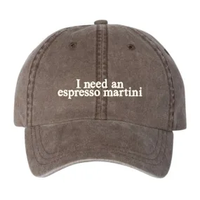 'I Need An Espresso Martini' Baseball Hat