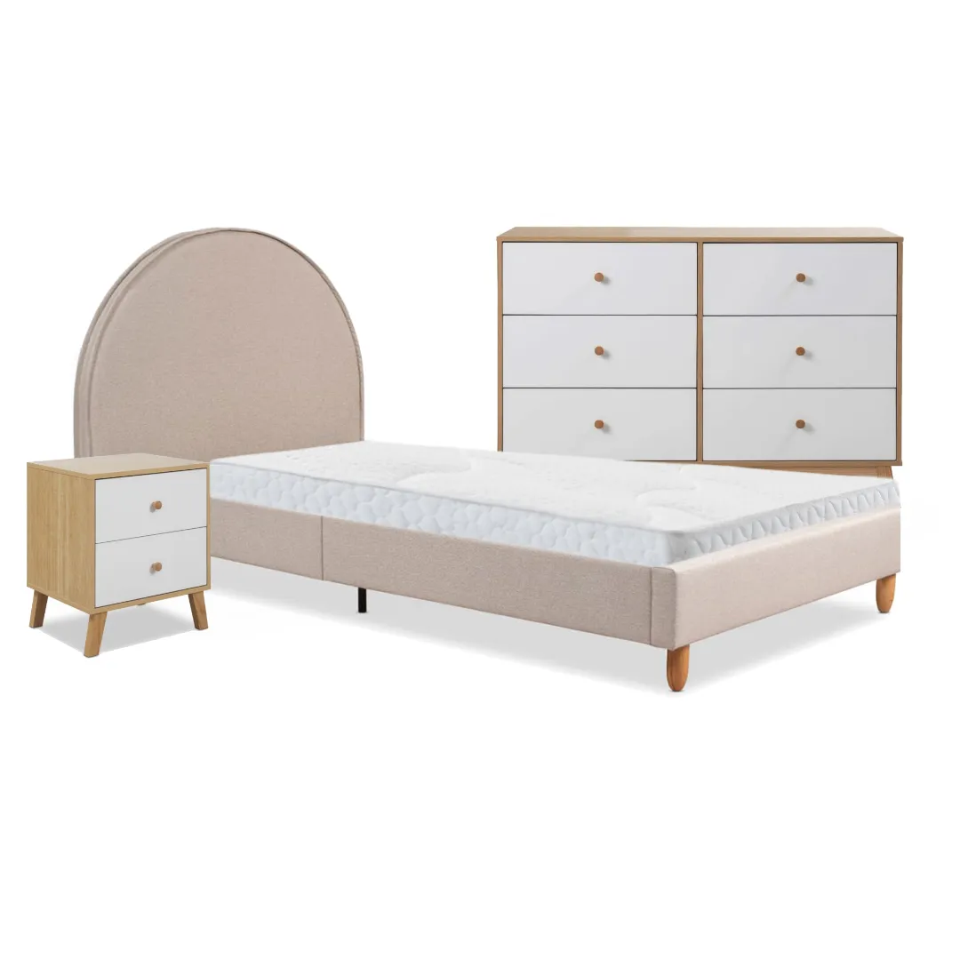 Imogen Natural Single Four Piece Bedroom Set