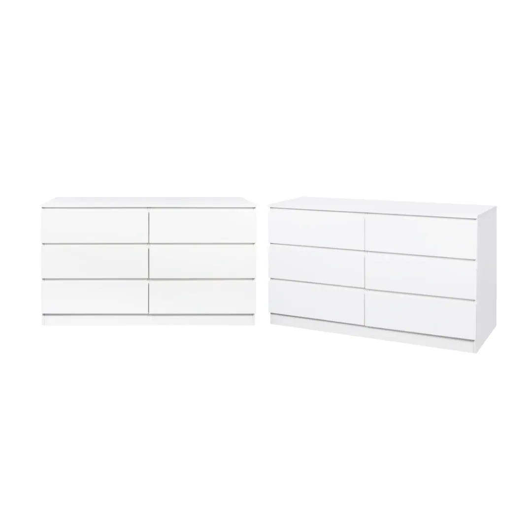 Jolt Six Drawer - Wide - White Bundle