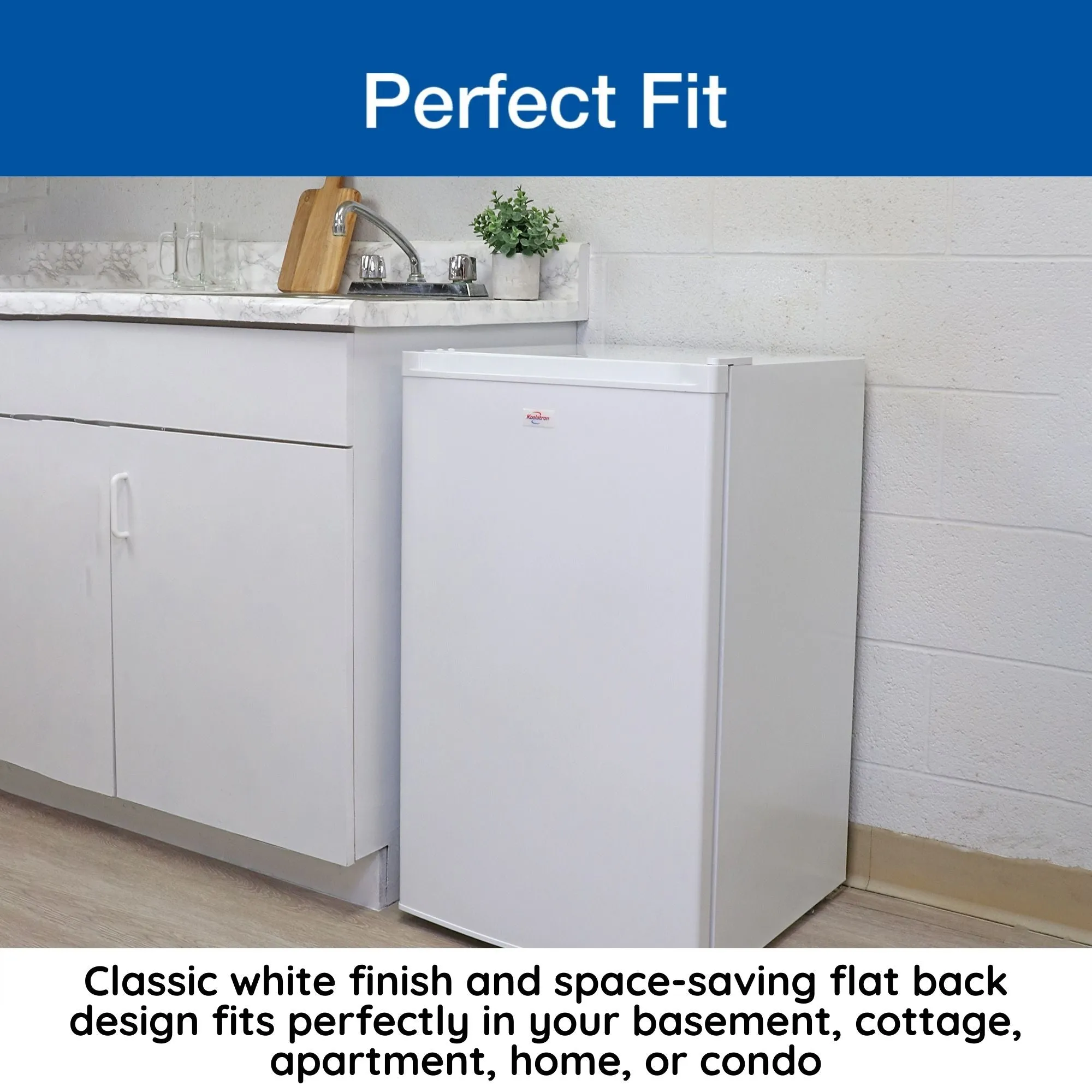 Koolatron Compact Upright Freezer, 3.1 cu ft (88L), White, Energy-Efficient Manual Defrost Design, Space-Saving Flat Back, Reversible Door, 3 Pull-Out Basket Shelves, for Apartment, Condo, Cottage