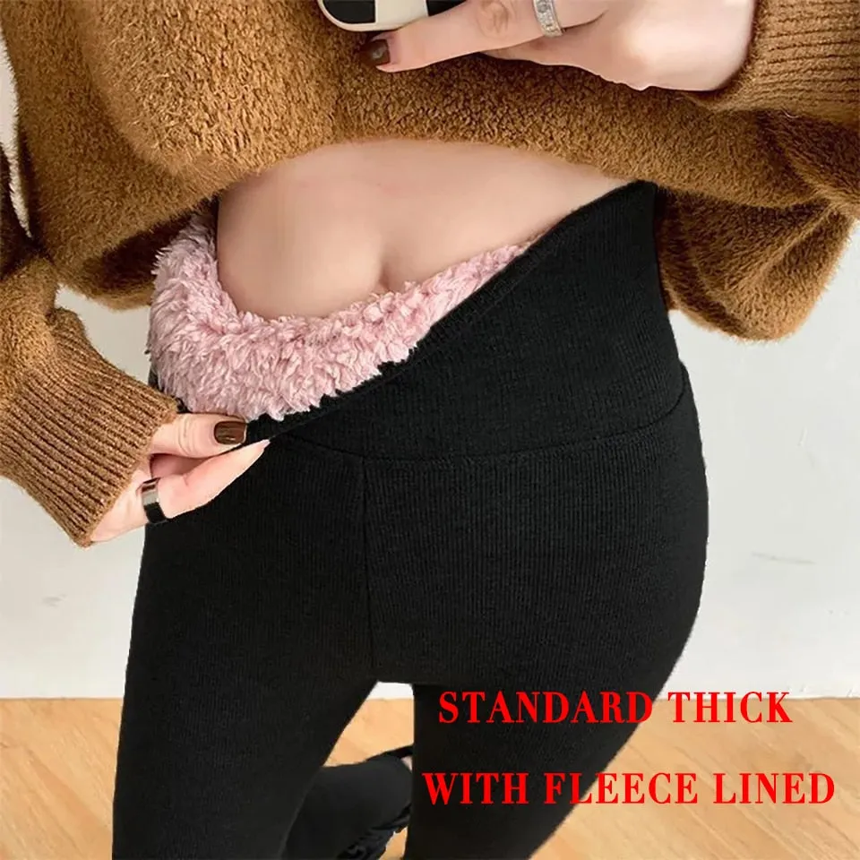 Ladies Winter Warm Thick Tights Thermal Leggings Fleece Lined Pants Velvet Skinny Long Johns Thermos Bottoms Tights For Women