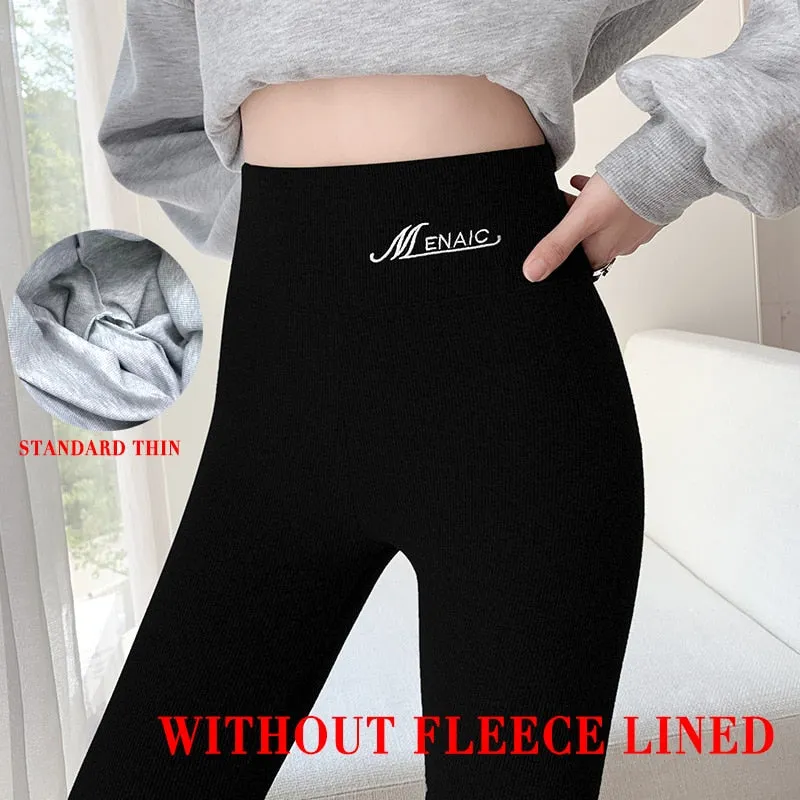 Ladies Winter Warm Thick Tights Thermal Leggings Fleece Lined Pants Velvet Skinny Long Johns Thermos Bottoms Tights For Women