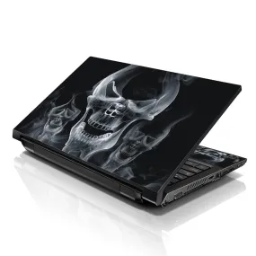 Laptop Notebook Skin Decal with 2 Matching Wrist Pads - Smoke Skull