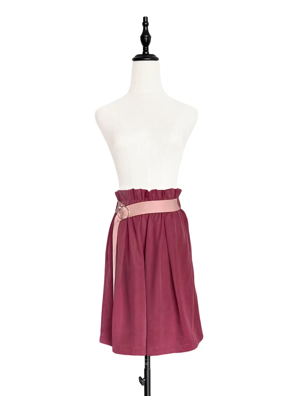 Last Chance! Deep Magenta Paperbag Waist Wide-leg Shorts