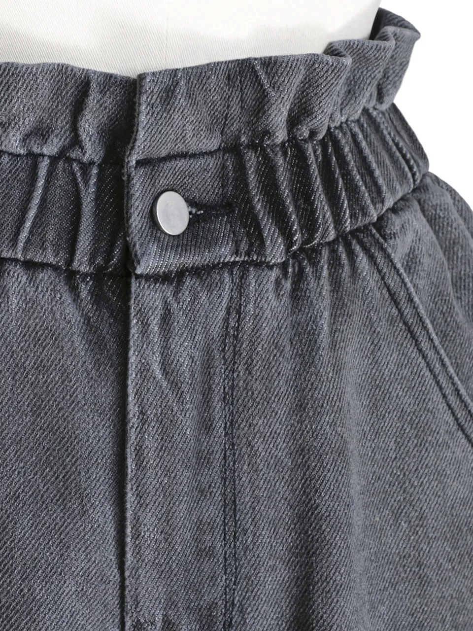 Last Chance! Washed Black Paperbag Waist Ruffle Hem Wide Leg Jeans