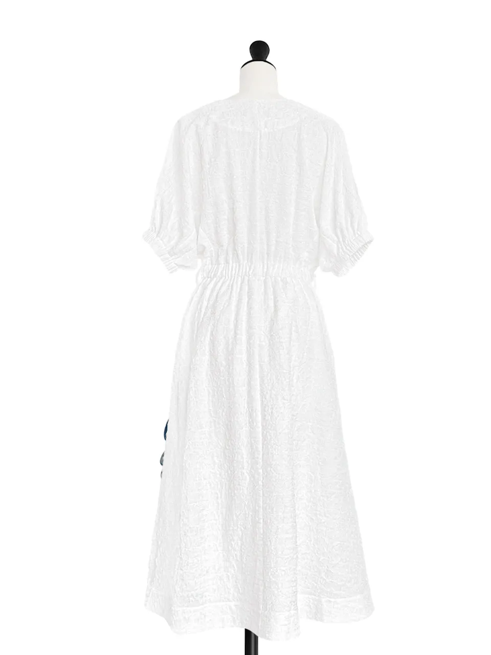 Last Chance! White Ruffle Side Slit V-Neck Dress w/Removable Silky Scarf