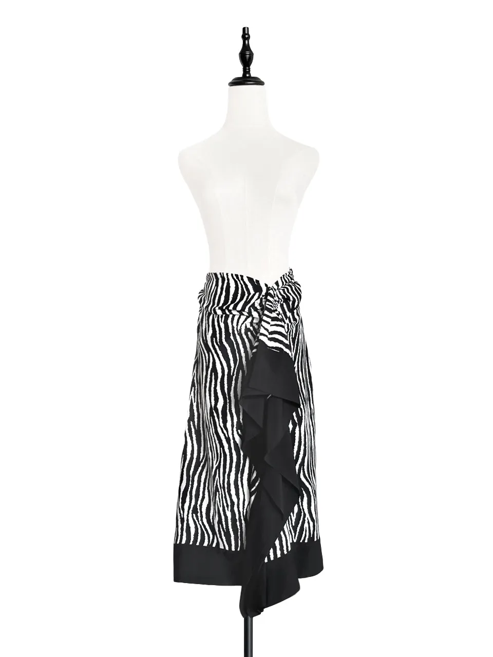 Last Chance! Zebra Print Asymmetric Drape Sarong Midi Skirt