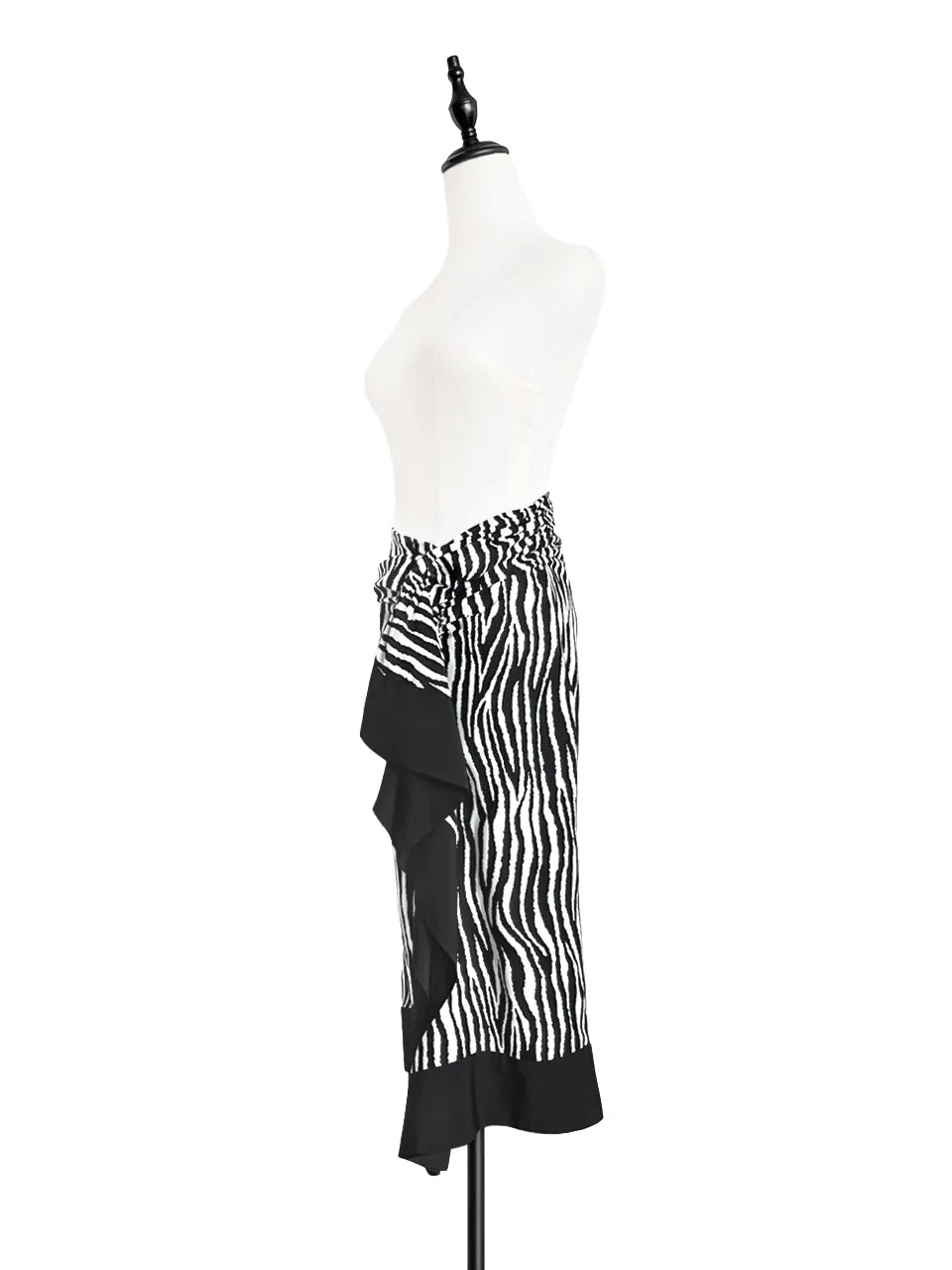 Last Chance! Zebra Print Asymmetric Drape Sarong Midi Skirt