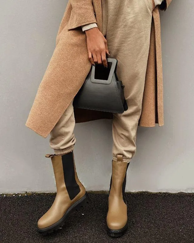 Lia Brown Leather Chelsea Boots