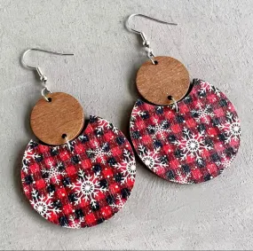 Lovely Wooden Christmas Snowflakes Earrings