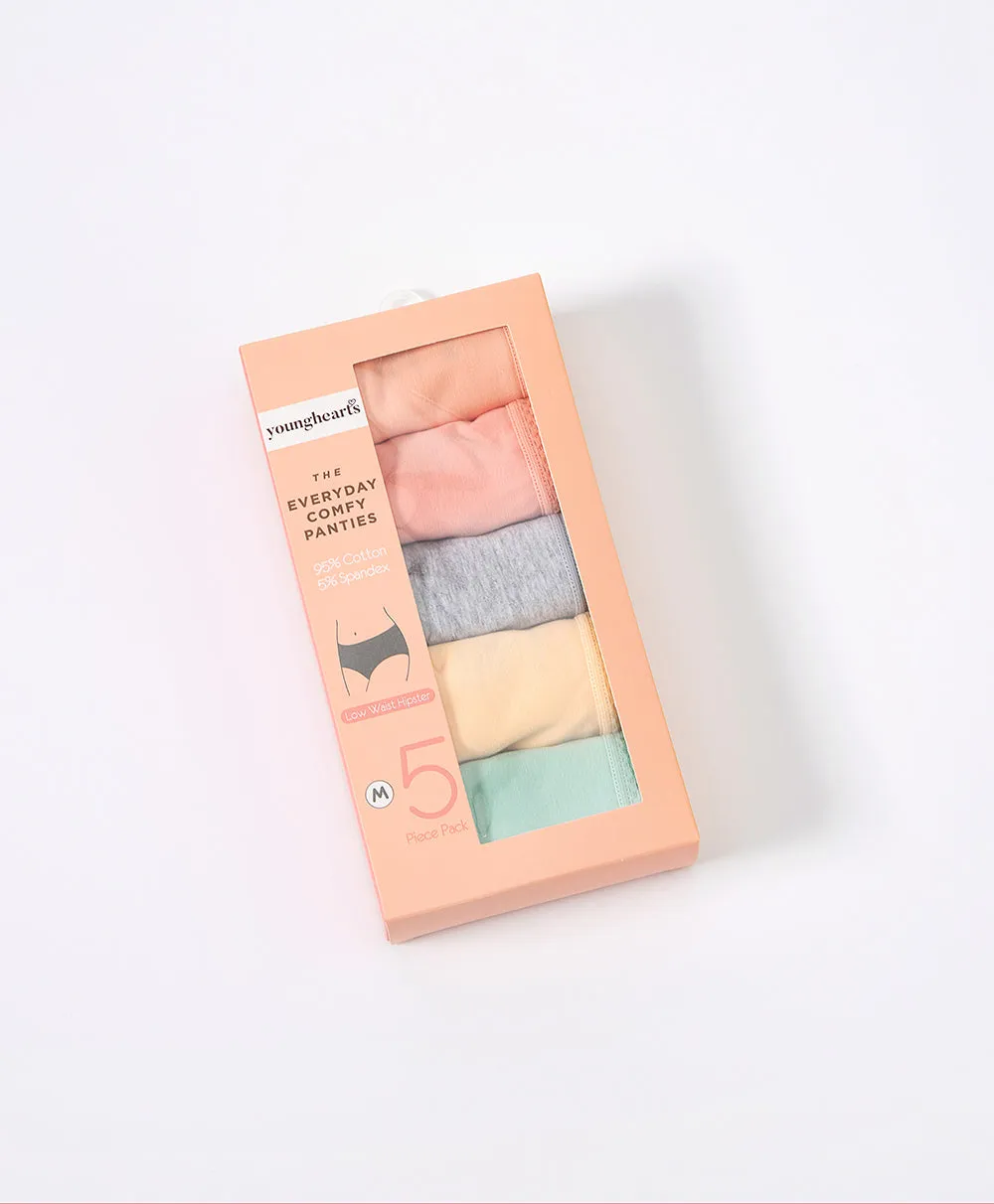 Mellow Peach Cotton 5-pack Hipster Panties