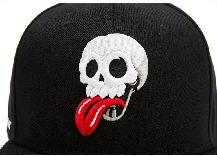 Mens Hip Hop Fashion Skull Embroidery Baseball Cap