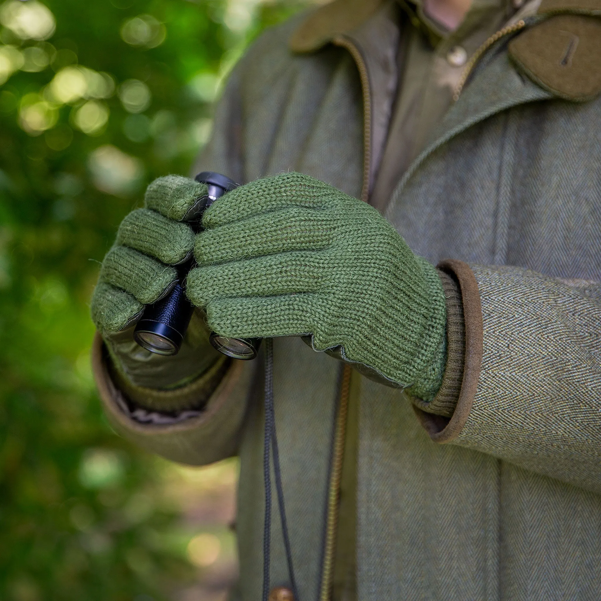 Men's Knitted Shooting Gloves with Leather Palm