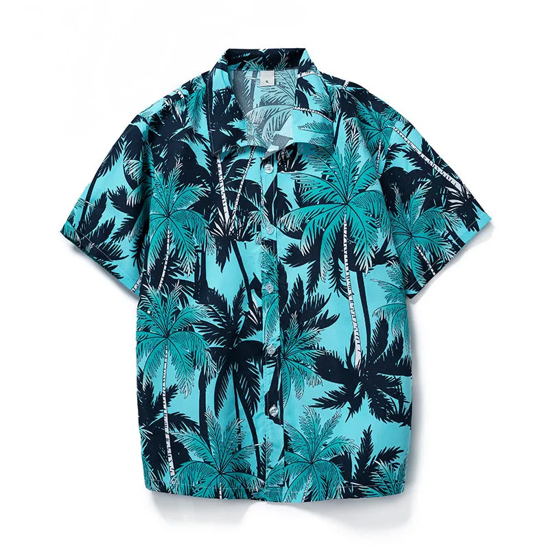 Men's Summer Floral Hawaiian Short Sleeve Button Down Beach Shirts | CS