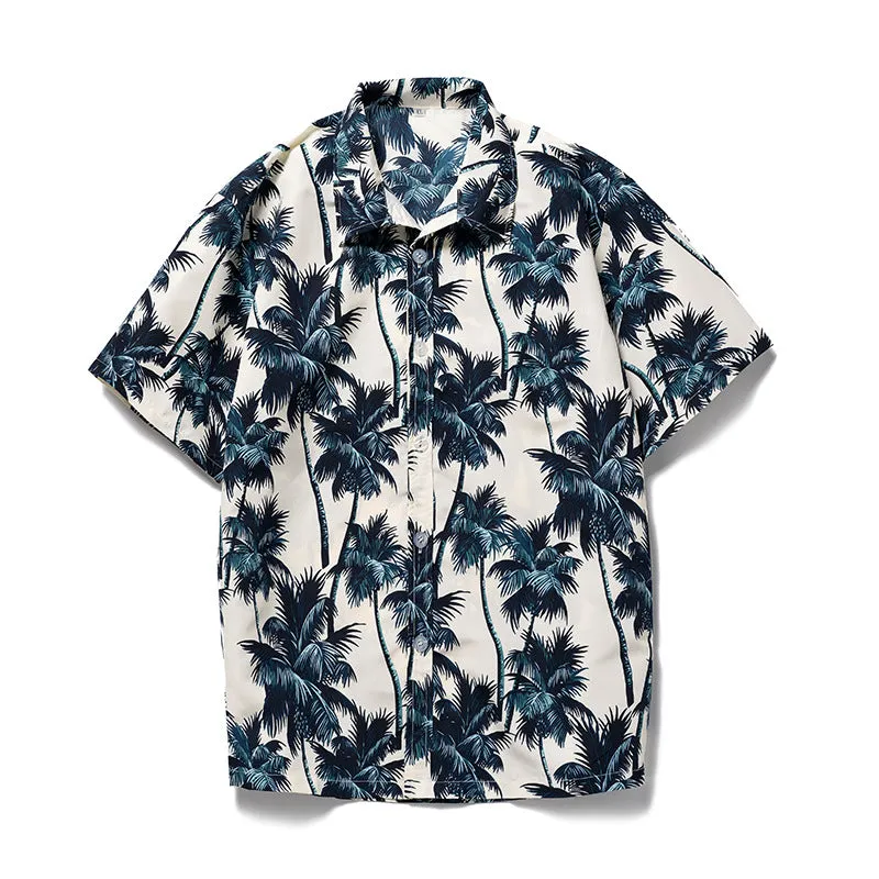 Men's Summer Floral Hawaiian Short Sleeve Button Down Beach Shirts | CS