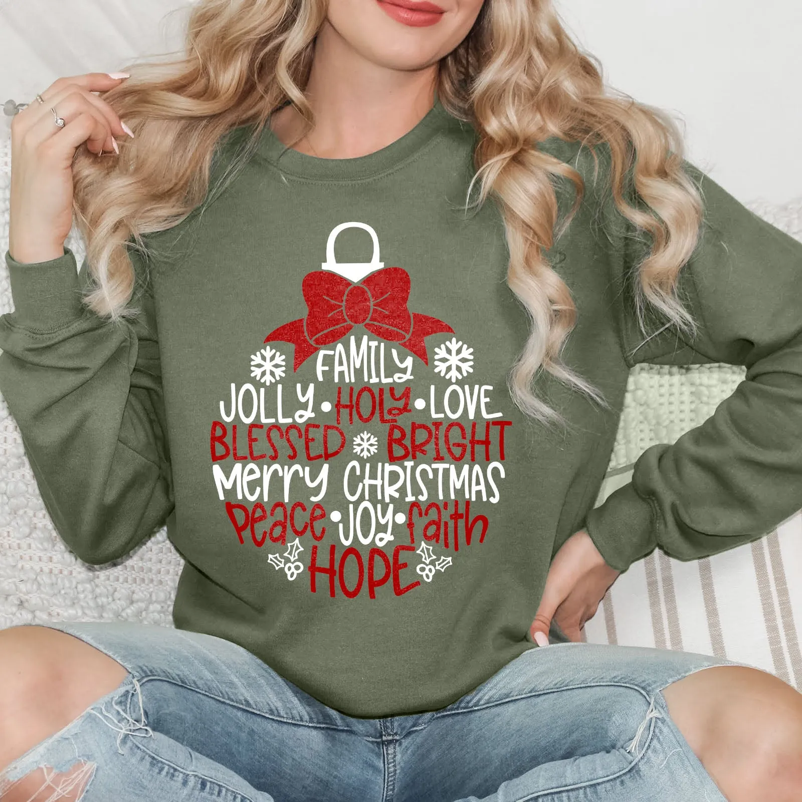 Merry Christmas Ornament Long Sleeve