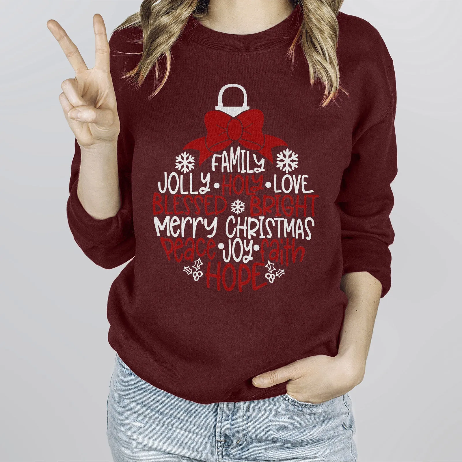 Merry Christmas Ornament Long Sleeve