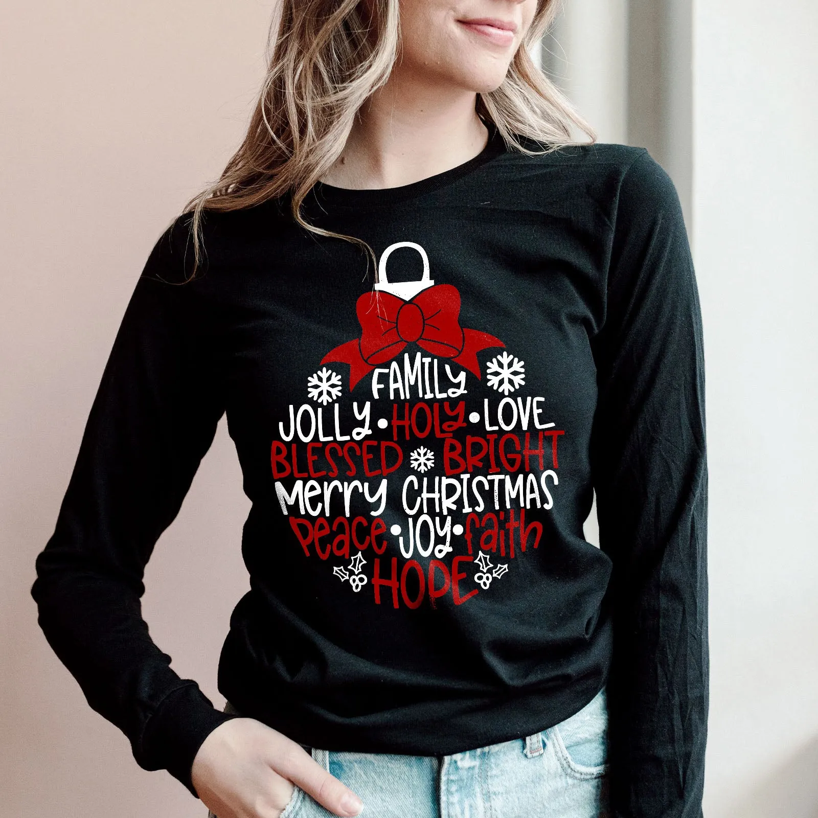 Merry Christmas Ornament Long Sleeve