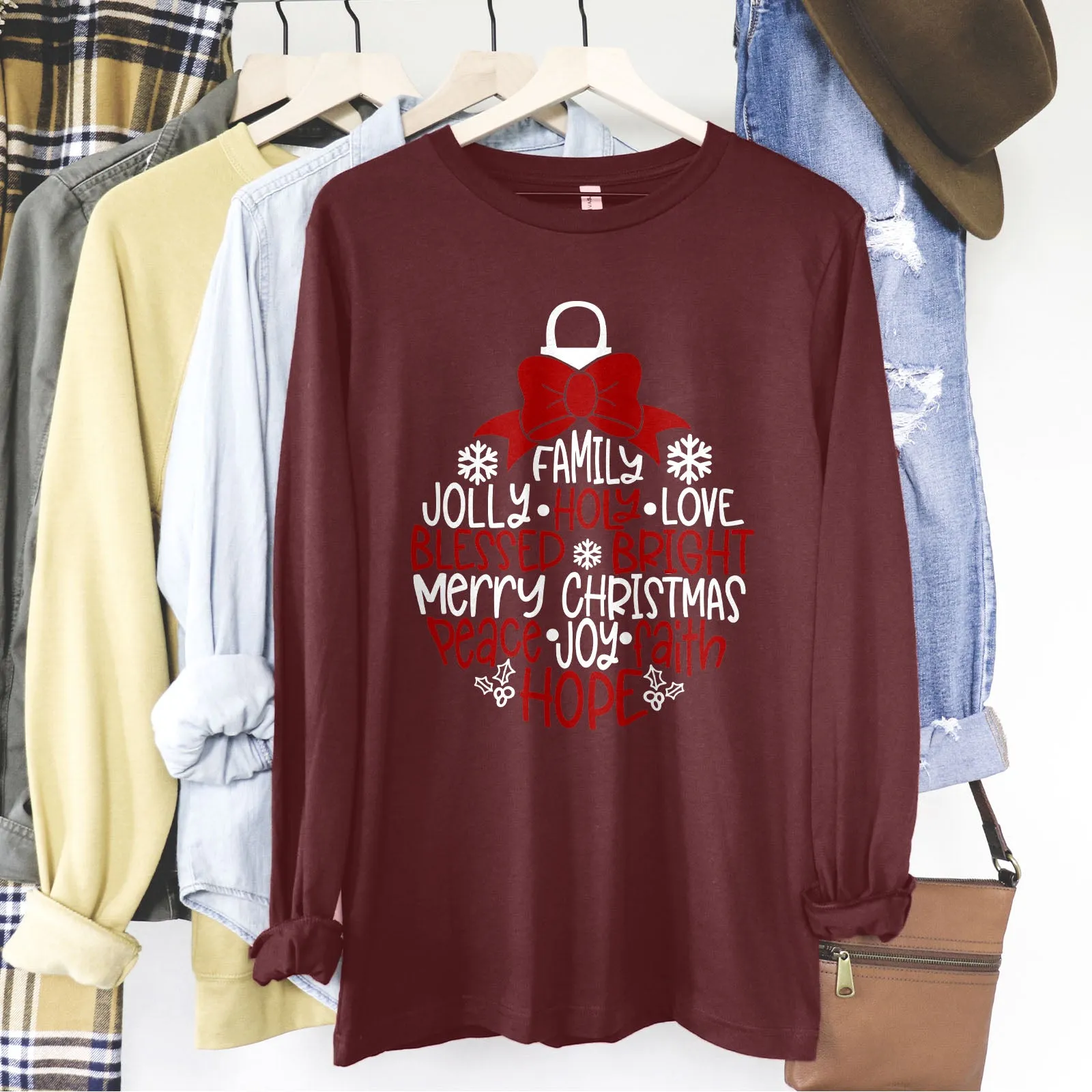 Merry Christmas Ornament Long Sleeve