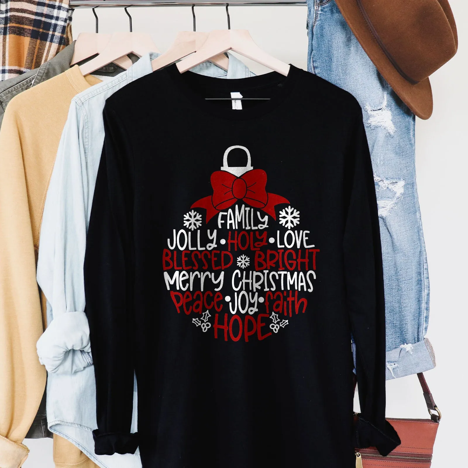 Merry Christmas Ornament Long Sleeve