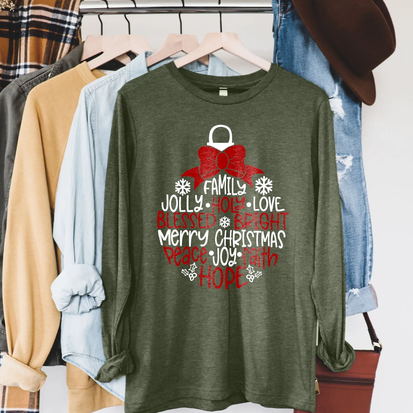 Merry Christmas Ornament Long Sleeve