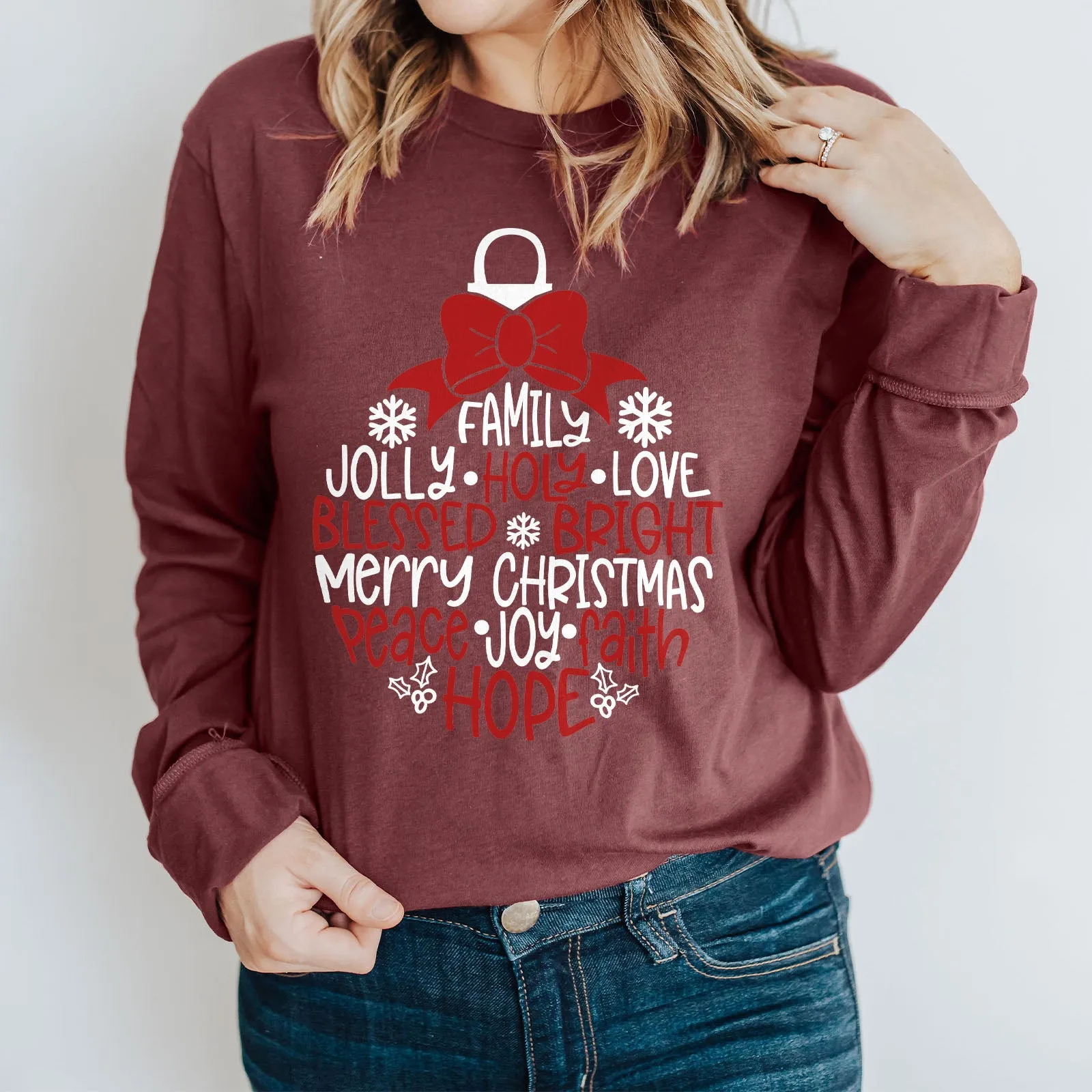 Merry Christmas Ornament Long Sleeve