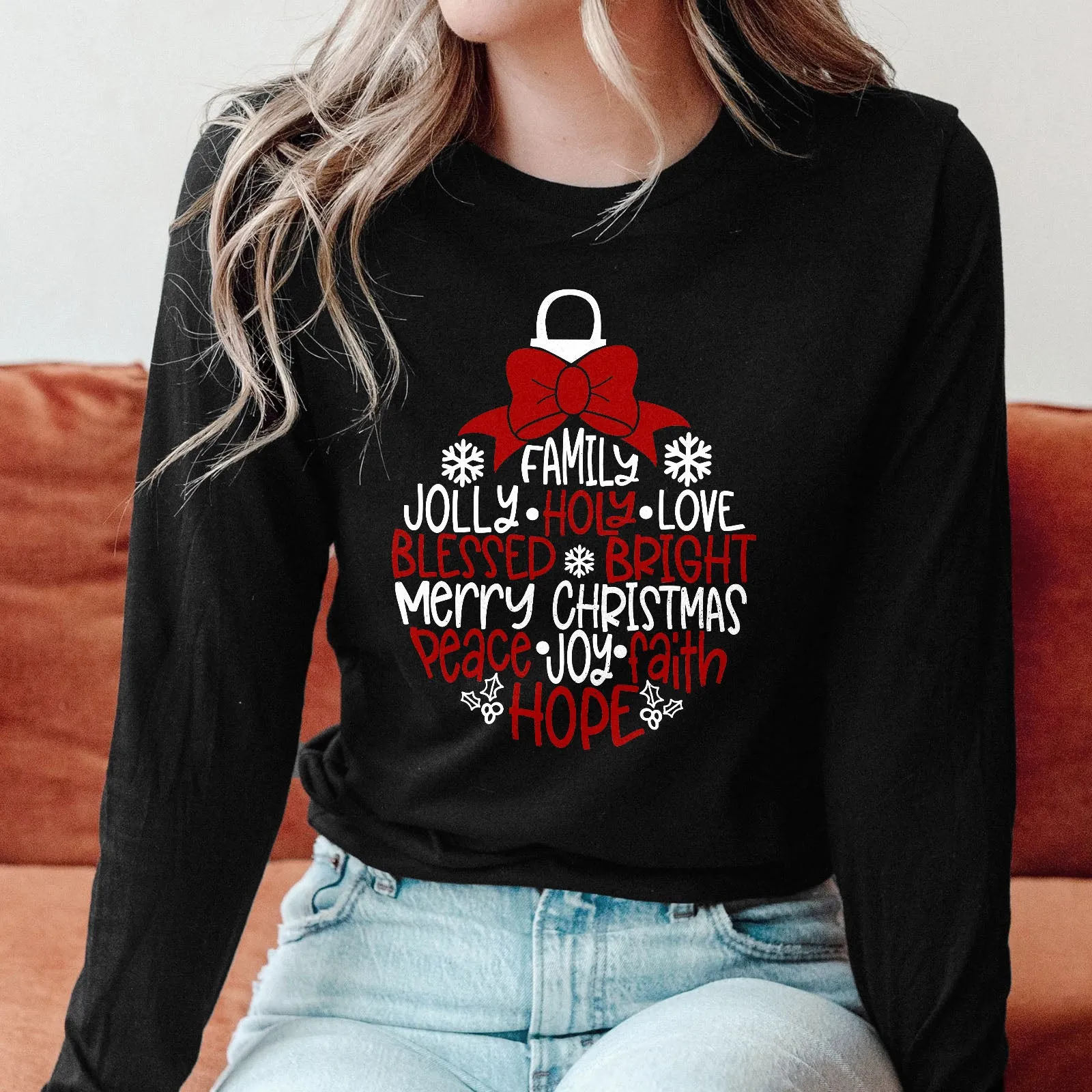 Merry Christmas Ornament Long Sleeve