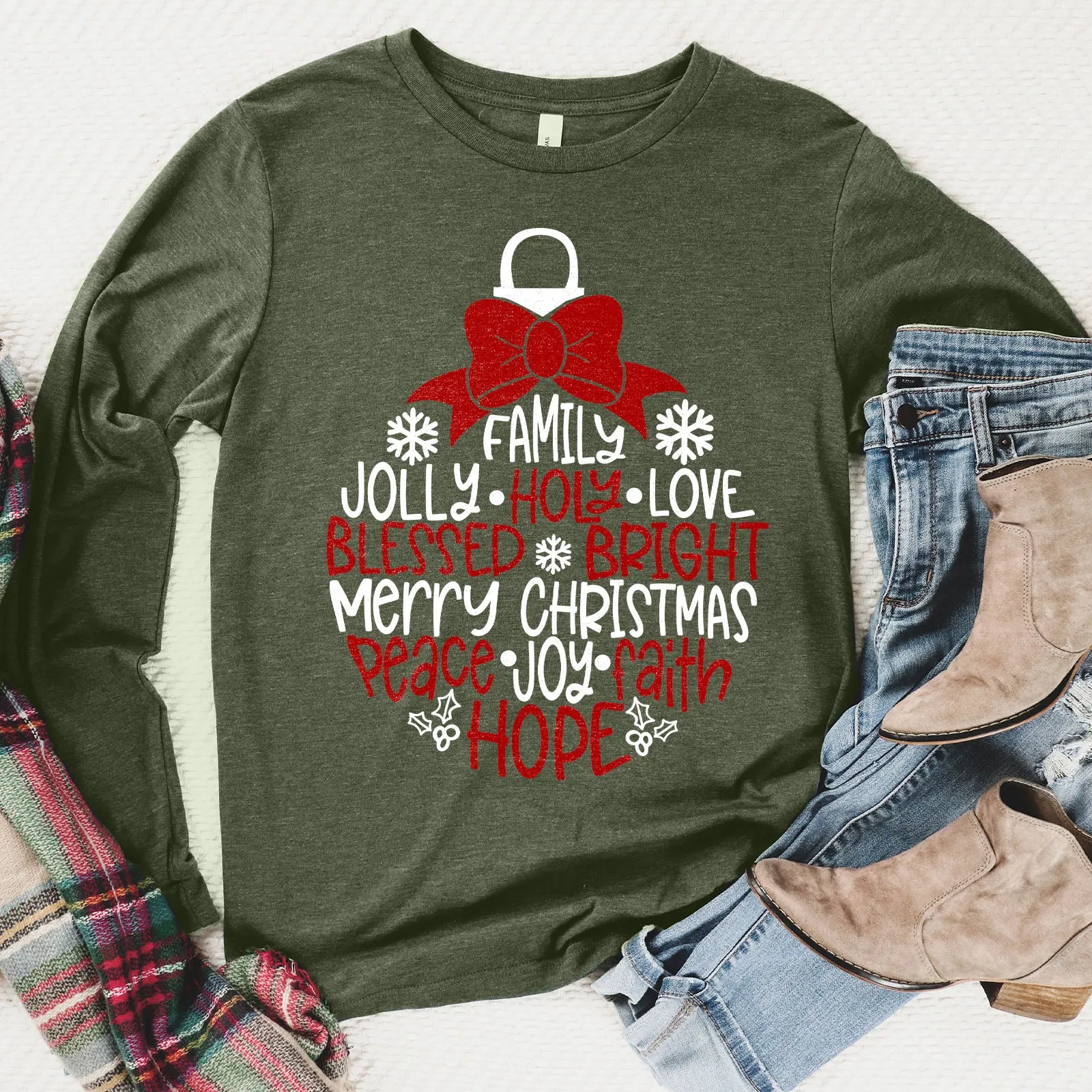 Merry Christmas Ornament Long Sleeve