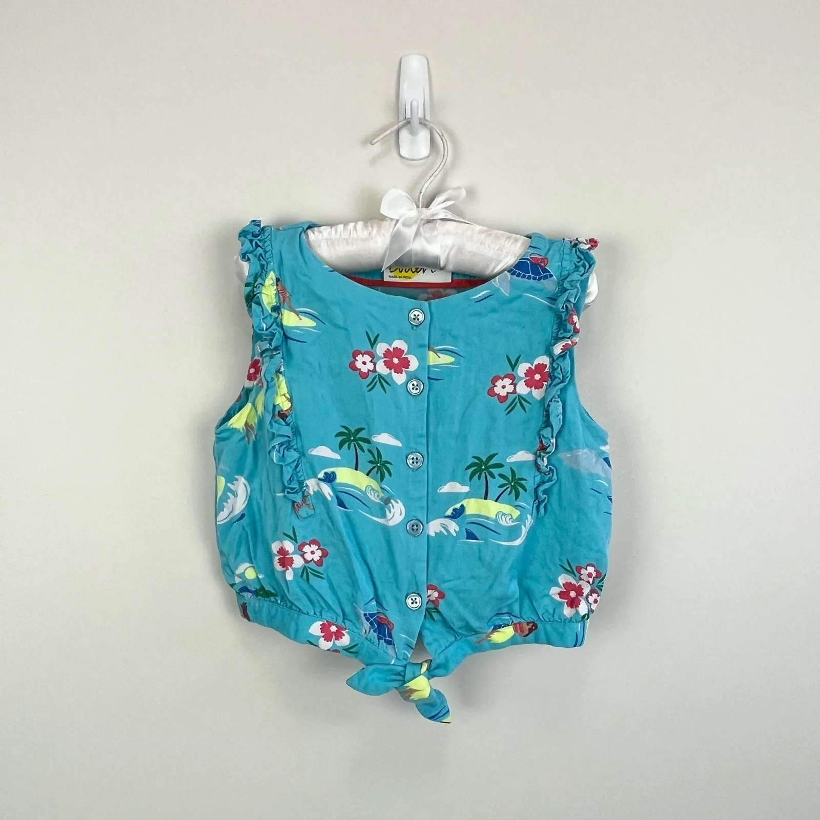 Mini Boden Tropical Island Ruffle Tank Top 5-6 Years