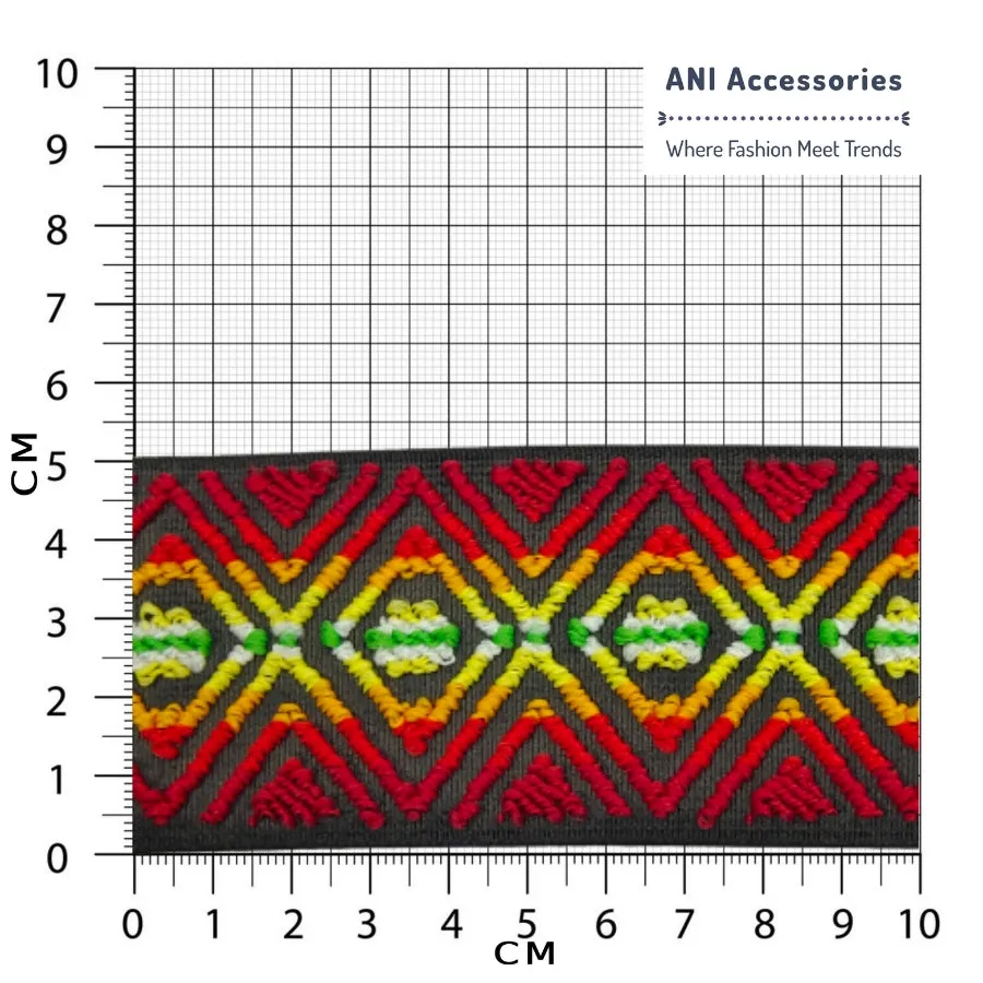 Multi-Color Embroidered Chenille Loop Pattern Jacquard Design Elastic