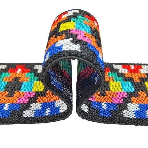 Multi-Color Squared Jacquard Design Elastic