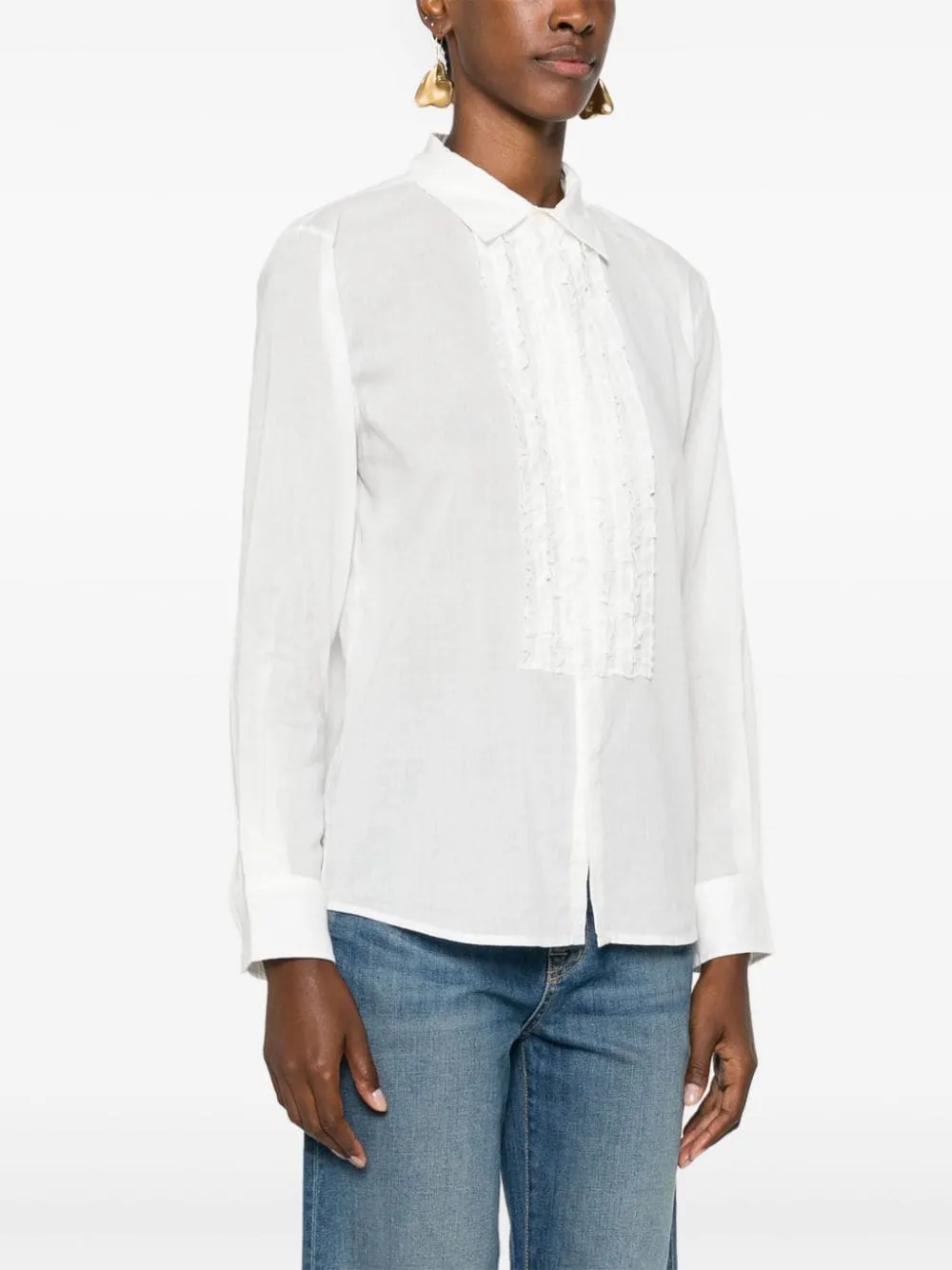 Nathael Ruffle Shirt in Ivory