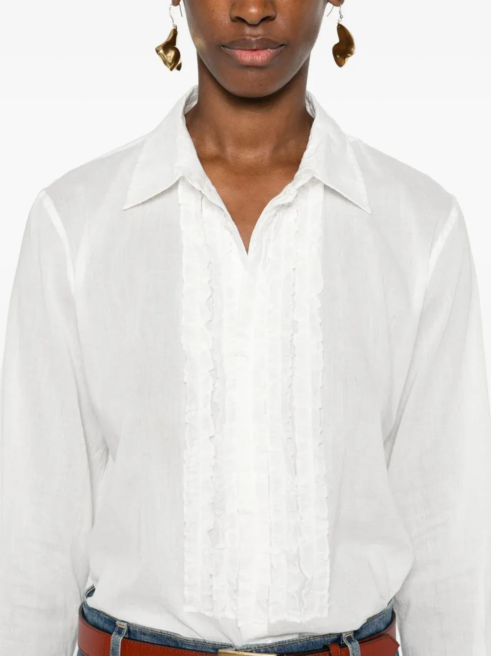 Nathael Ruffle Shirt in Ivory