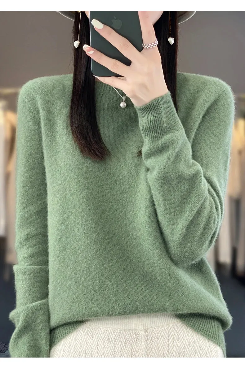 New Cashmere Sweater: Women's Autumn/Winter Fashion O-Neck Pullover, 100% Merino Wool, Warm and Stylish