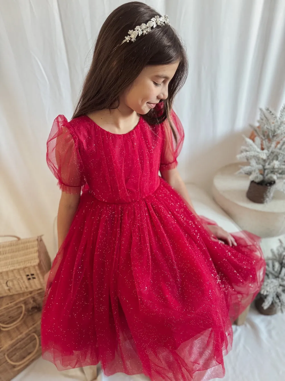 Nina Red Sparkle Christmas Dress