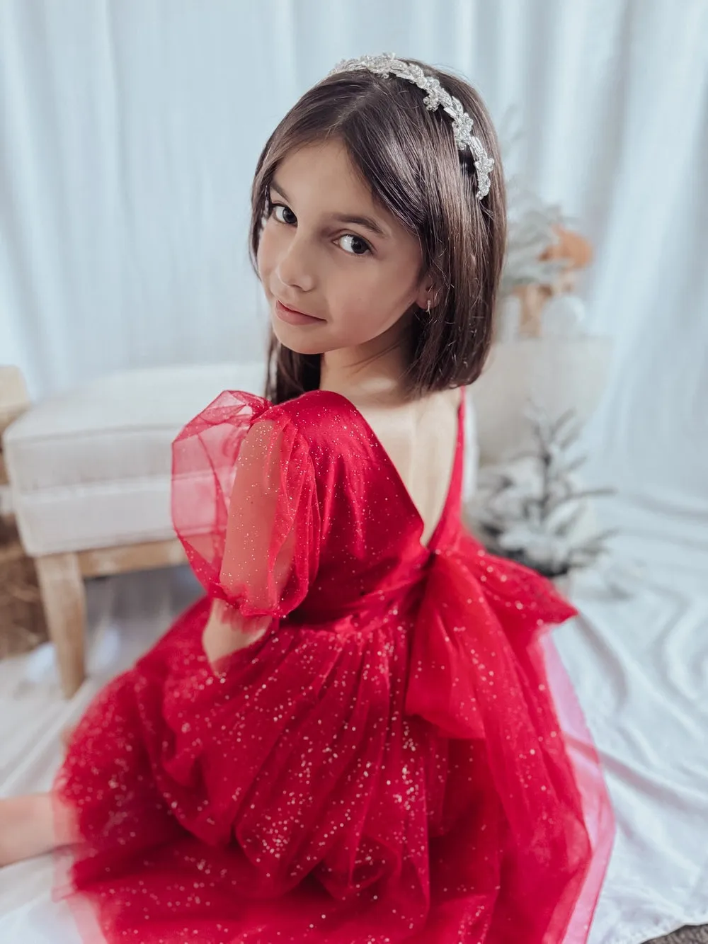 Nina Red Sparkle Christmas Dress