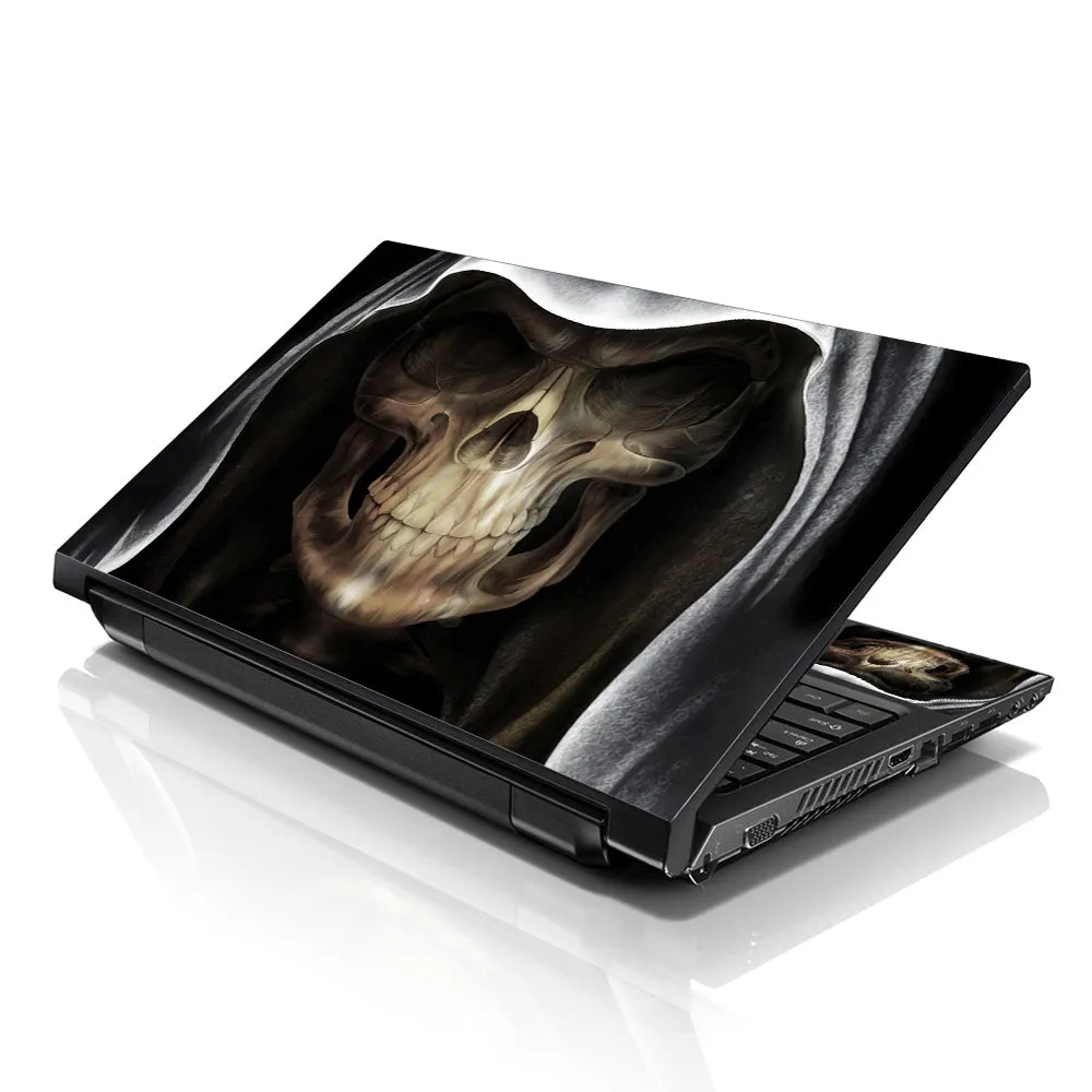 Notebook / Netbook Sleeve Carrying Case w/ Handle & Adjustable Shoulder Strap & Matching Skin – Hooded Dark Lord Skull