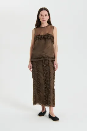 ORIETTA | TOP SATIN ORGANZA BROWN