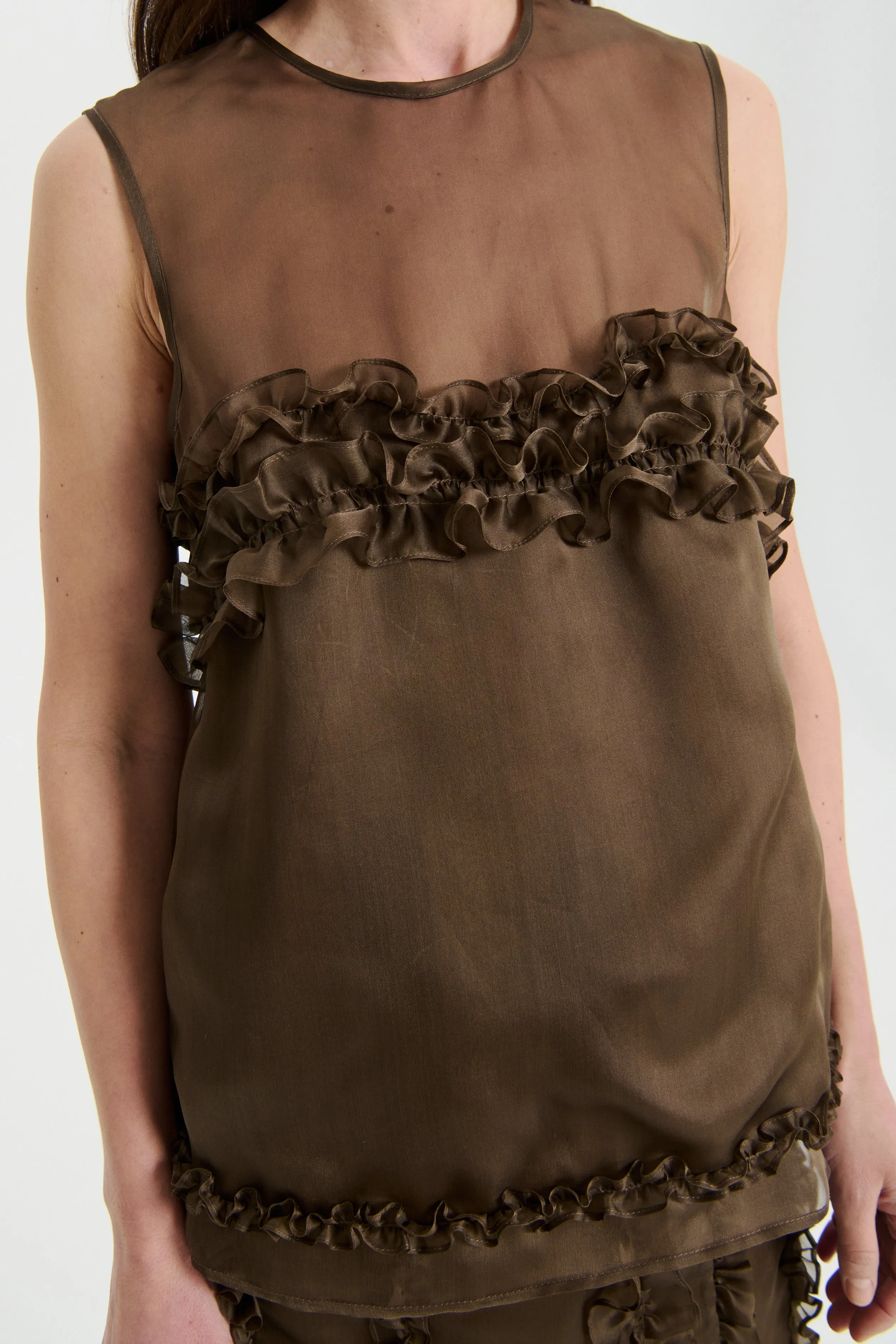 ORIETTA | TOP SATIN ORGANZA BROWN