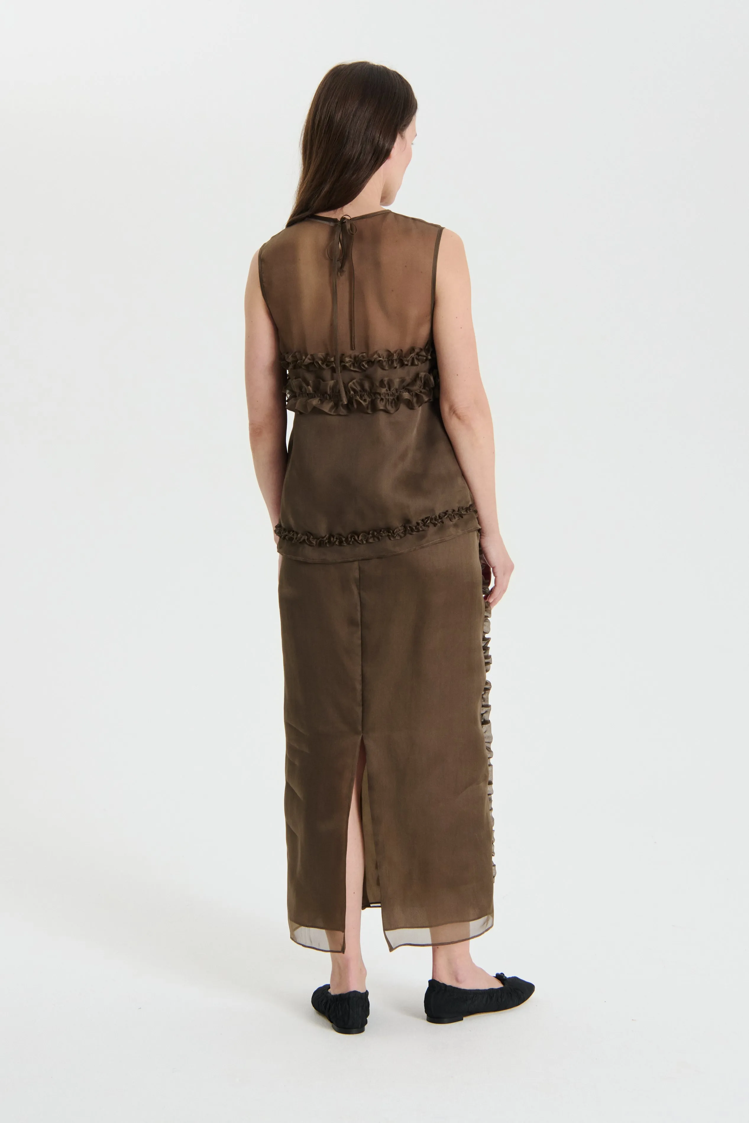 ORIETTA | TOP SATIN ORGANZA BROWN