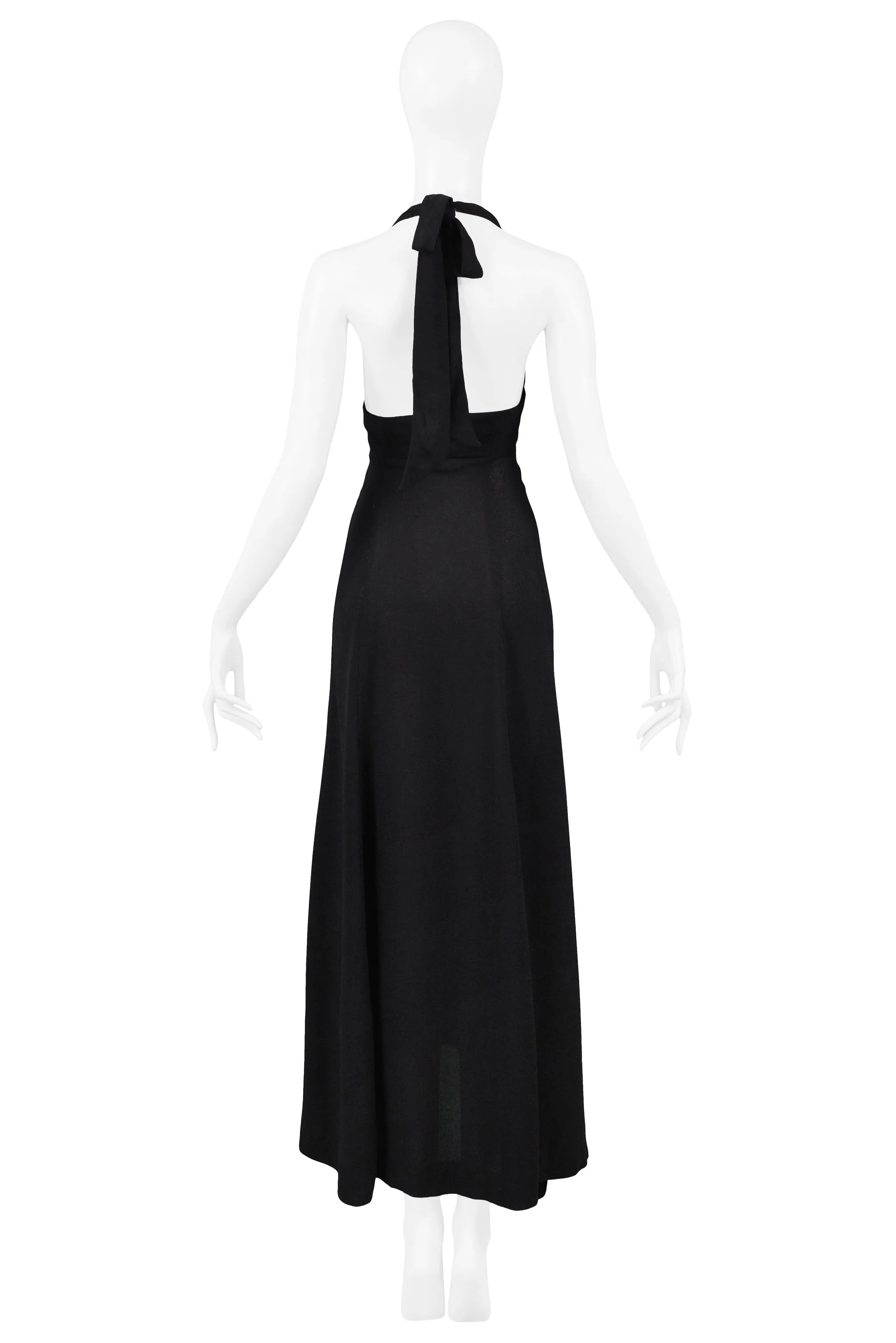 OSSIE BLACK MOSS CREPE HALTER DRESS