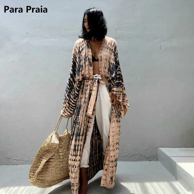 Para Praia 14 Colors Kimonos Bikini Cover Ups Beachwear Beach Robe Femme Long Dress Sarong Women Loose Cardigan Swimsuit Covers