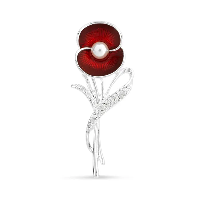 Poppy Pearl Crystal Stem Brooch