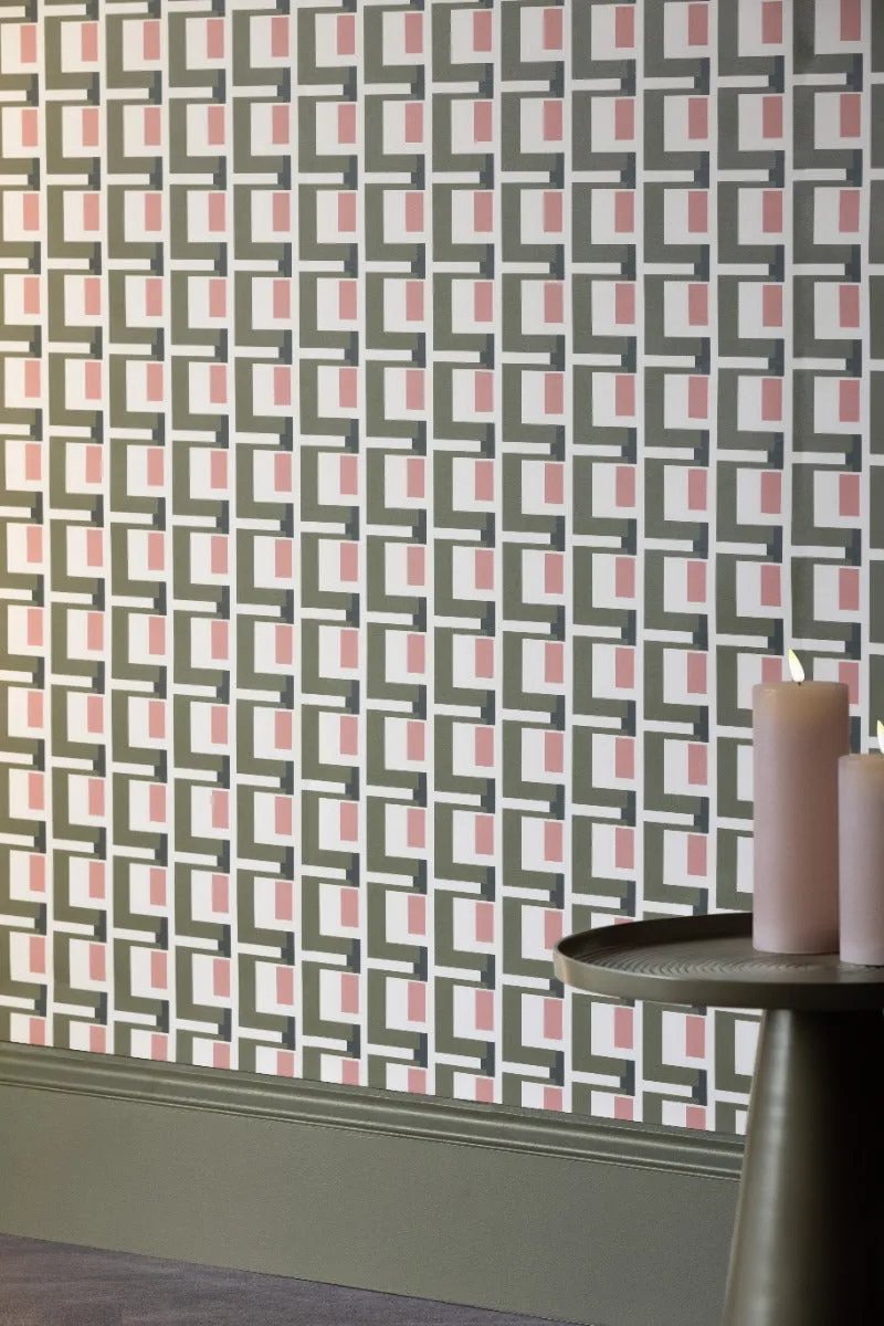 Rockett St George Electric Geometric Avocado Wallpaper