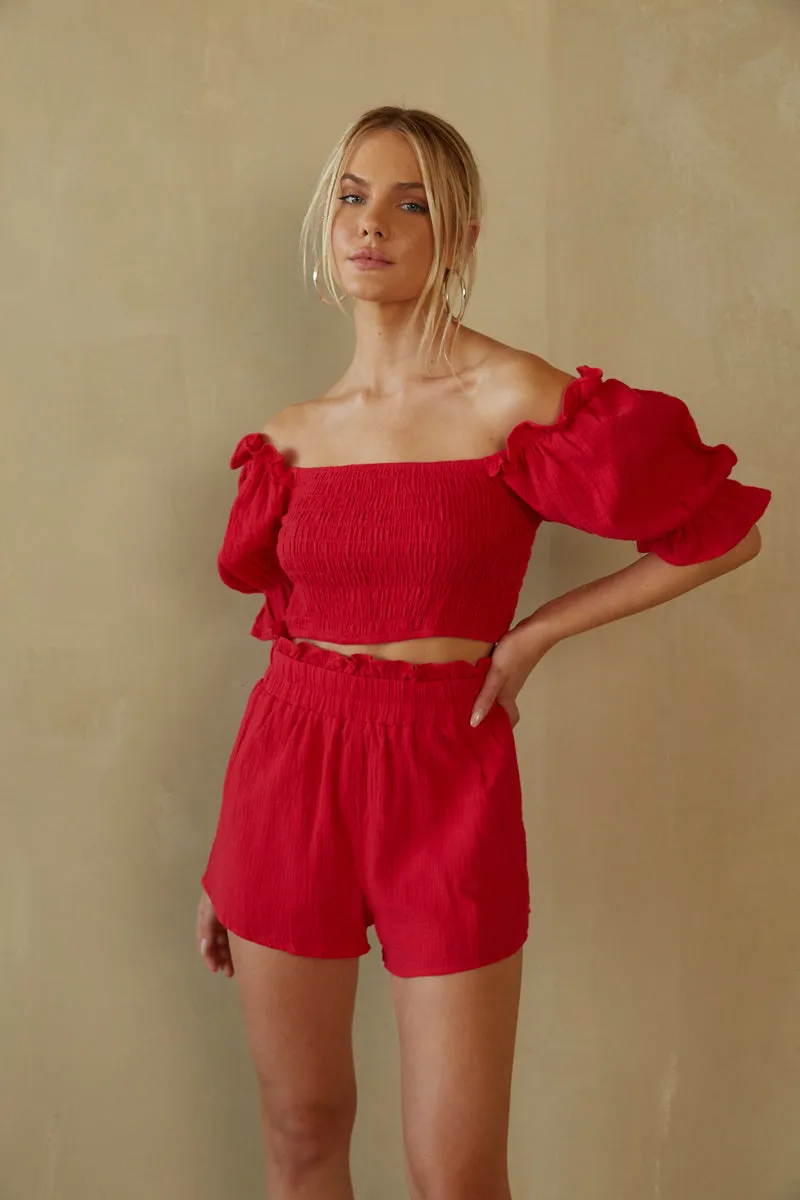 Ruby Smocked Puff Sleeve Crop Top