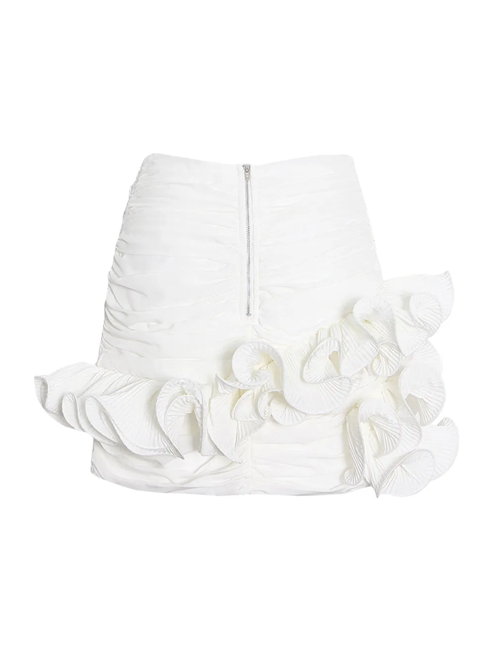 Ruched Ruffles Mini Skirt