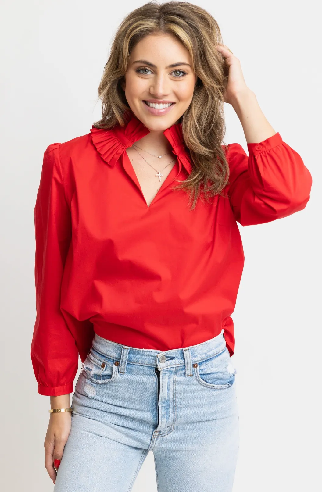 Savannah Ruffle Top | Red