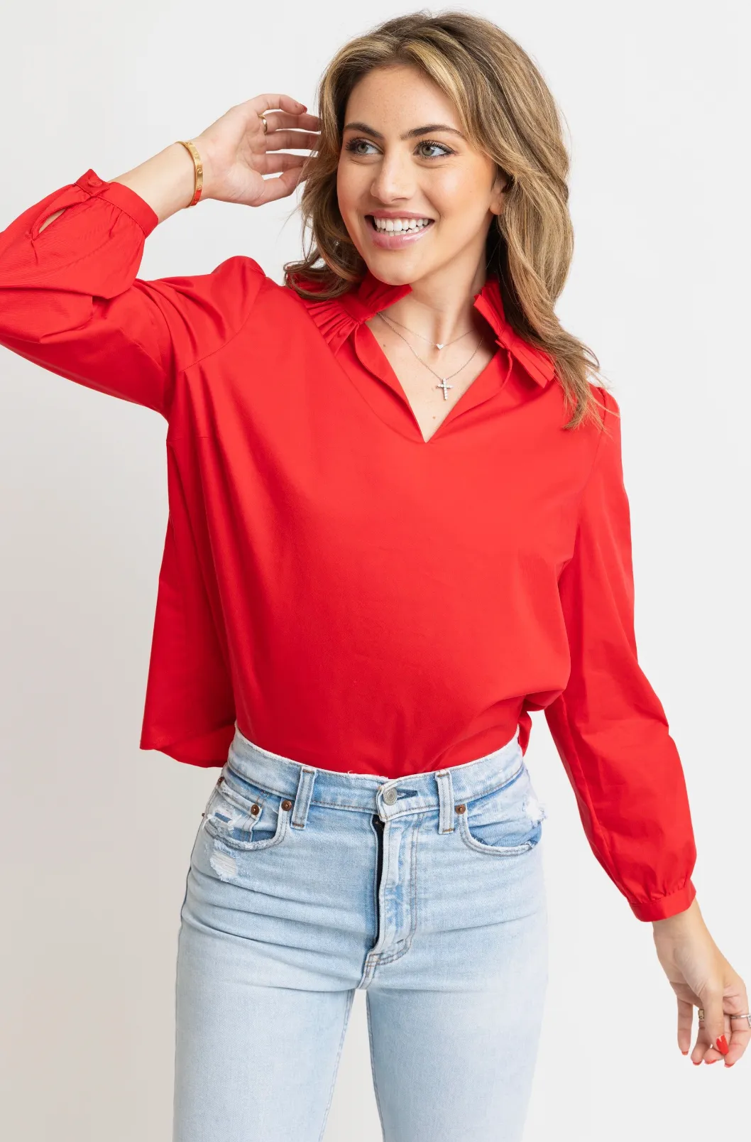 Savannah Ruffle Top | Red